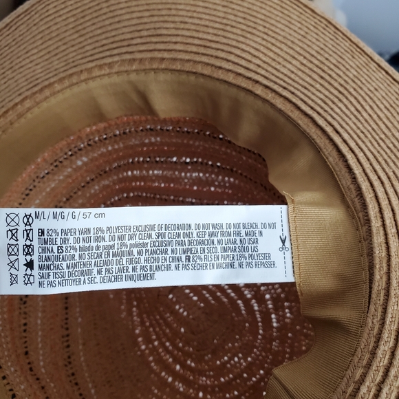 Forever 21 Brown Tribal Stripes Straw Floppy Hat - Picture 5 of 5